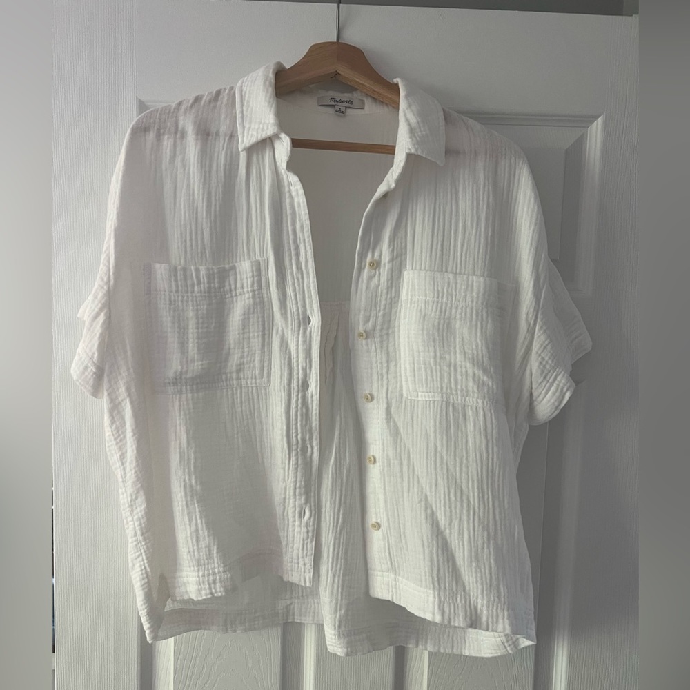 Madewell short sleeve gauze button down